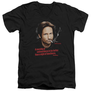 AN OFFCIALLY LICENSED CALIFORNICATION MORNING NIGHT MEN'S V-NECK T-SHIRT BLACK