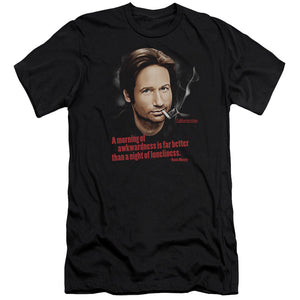 AN OFFCIALLY LICENSED CALIFORNICATION MORNING NIGHT MEN'S PREMIUM SLIM FIT T-SHIRT BLACK