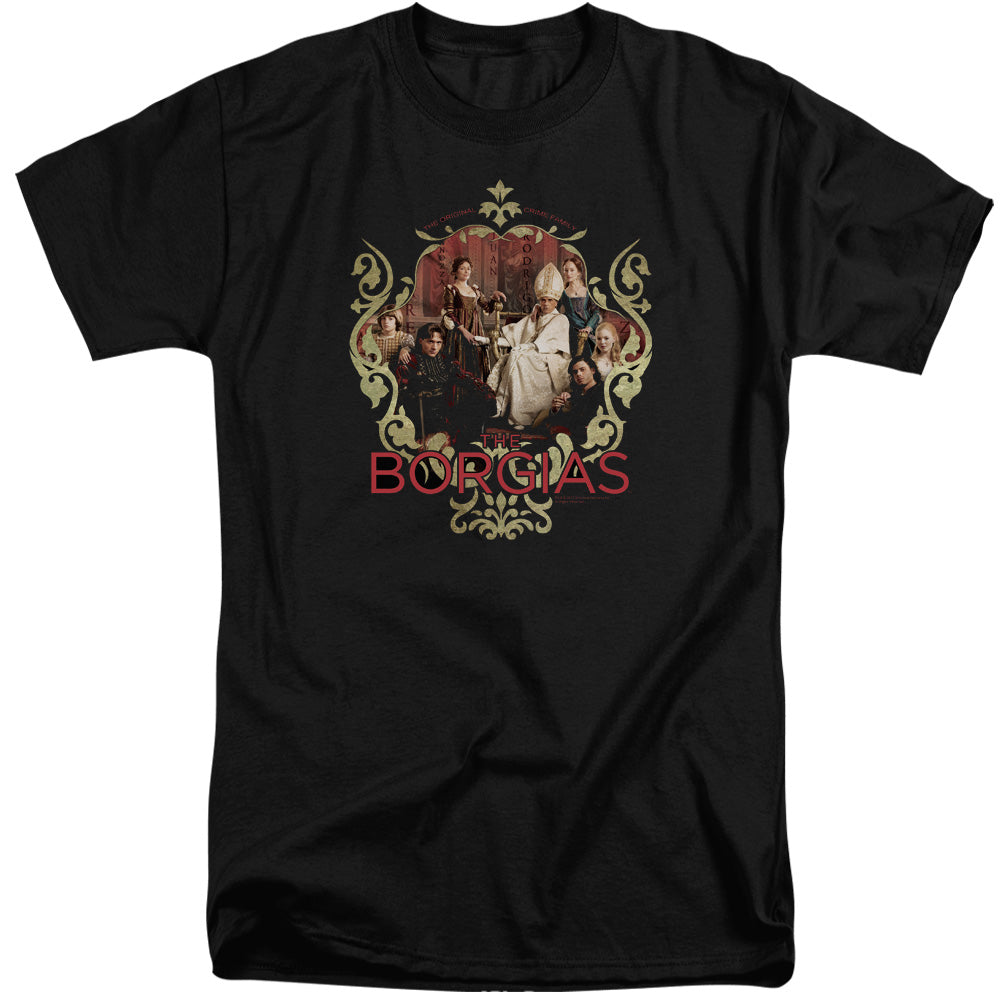 AN OFFCIALLY LICENSED BORGIAS FAMILY PORTRAIT MEN'S TALL FIT T-SHIRT BLACK