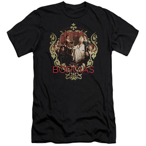 AN OFFCIALLY LICENSED BORGIAS FAMILY PORTRAIT MEN'S PREMIUM SLIM FIT T-SHIRT BLACK