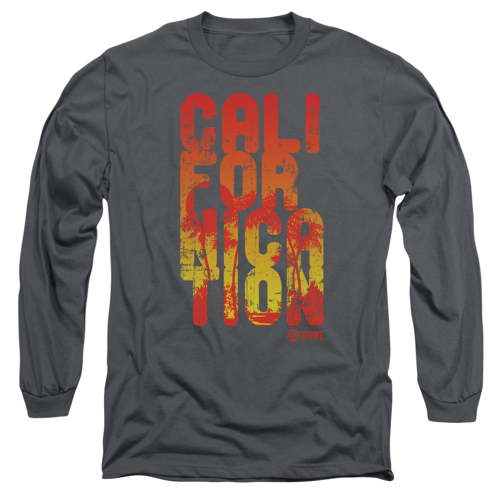 AN OFFCIALLY LICENSED CALIFORNICATION CALI TYPE MEN'S LONG SLEEVE T-SHIRT CHARCOAL