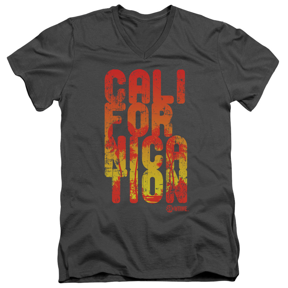 AN OFFCIALLY LICENSED CALIFORNICATION CALI TYPE MEN'S V-NECK T-SHIRT CHARCOAL