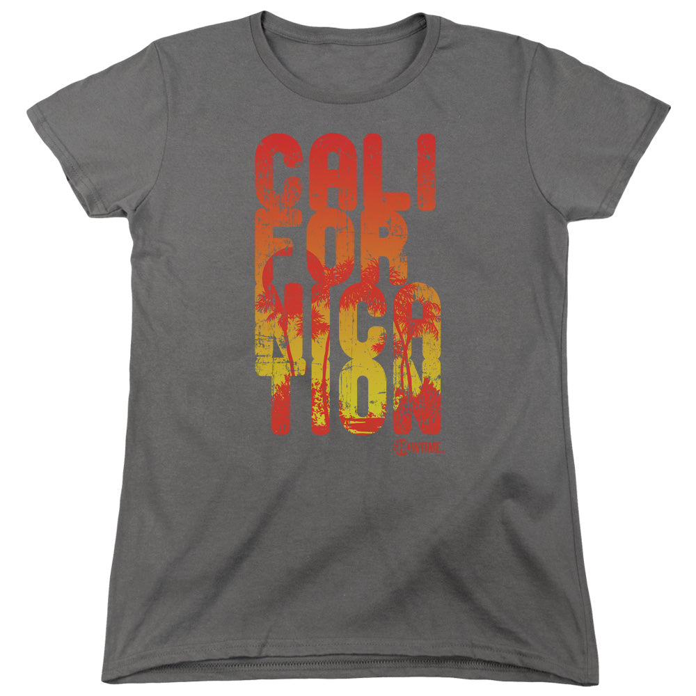 AN OFFCIALLY LICENSED CALIFORNICATION CALI TYPE WOMEN'S REGULAR FIT T-SHIRT CHARCOAL