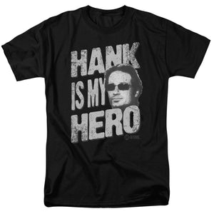 AN OFFCIALLY LICENSED CALIFORNICATION HANK IS MY HERO MEN'S REGULAR FIT T-SHIRT BLACK