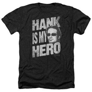 AN OFFCIALLY LICENSED CALIFORNICATION HANK IS MY HERO MEN'S HEATHER T-SHIRT CHARCOAL