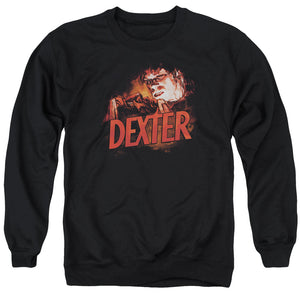 AN OFFCIALLY LICENSED DEXTER DRAWING ADULT UNISEX CREWNECK SWEATSHIRT BLACK