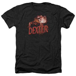 AN OFFCIALLY LICENSED DEXTER DRAWING MEN'S HEATHER T-SHIRT CHARCOAL