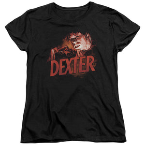 AN OFFCIALLY LICENSED DEXTER DRAWING WOMEN'S REGULAR FIT T-SHIRT BLACK