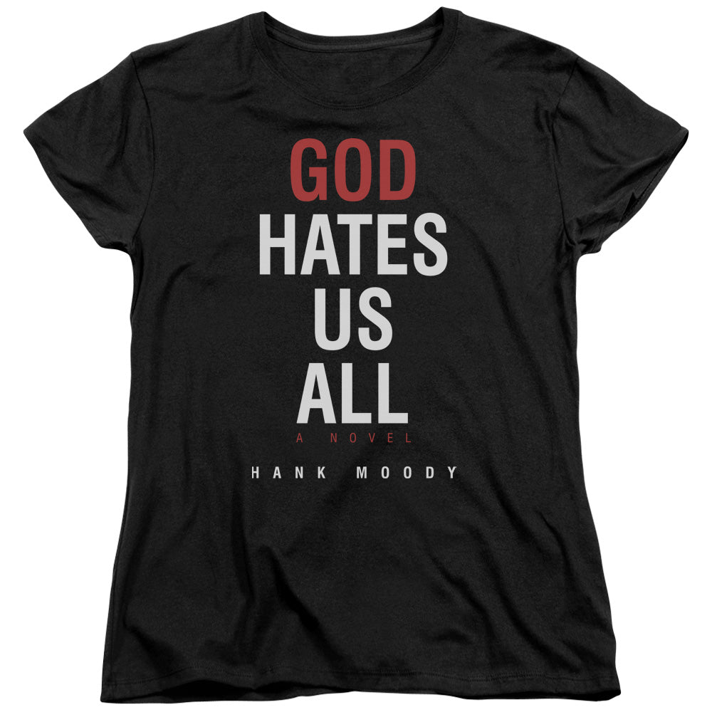 AN OFFCIALLY LICENSED CALIFORNICATION BOOK COVER WOMEN'S REGULAR FIT T-SHIRT BLACK