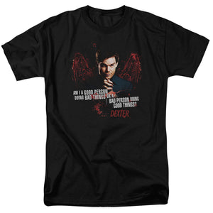 AN OFFCIALLY LICENSED DEXTER GOOD BAD MEN'S REGULAR FIT T-SHIRT BLACK