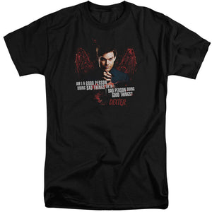 AN OFFCIALLY LICENSED DEXTER GOOD BAD MEN'S TALL FIT T-SHIRT BLACK