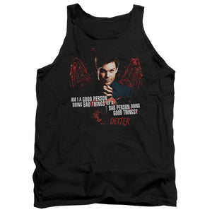 AN OFFCIALLY LICENSED DEXTER GOOD BAD ADULT UNISEX TANK TOP BLACK