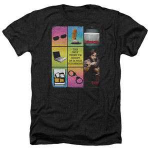 AN OFFCIALLY LICENSED CALIFORNICATION POOR JUDGEMENT MEN'S HEATHER T-SHIRT CHARCOAL