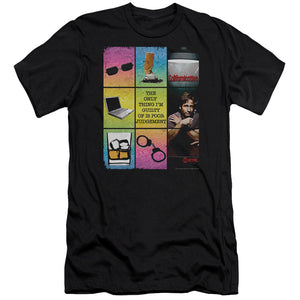 AN OFFCIALLY LICENSED CALIFORNICATION POOR JUDGEMENT MEN'S PREMIUM SLIM FIT T-SHIRT BLACK