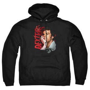 AN OFFCIALLY LICENSED DEXTER LAYERED ADULT UNISEX PULLOVER HOODIE BLACK