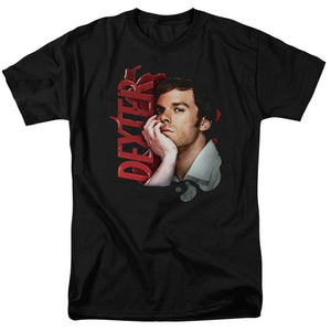 AN OFFCIALLY LICENSED DEXTER LAYERED MEN'S REGULAR FIT T-SHIRT BLACK