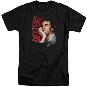 AN OFFCIALLY LICENSED DEXTER LAYERED MEN'S TALL FIT T-SHIRT BLACK