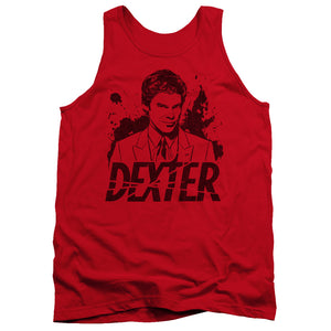 AN OFFCIALLY LICENSED DEXTER SPLATTER DEX ADULT UNISEX TANK TOP RED