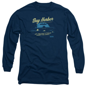 AN OFFCIALLY LICENSED DEXTER MOONLIGHT FISHING MEN'S LONG SLEEVE T-SHIRT NAVY