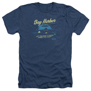 AN OFFCIALLY LICENSED DEXTER MOONLIGHT FISHING MEN'S HEATHER T-SHIRT NAVY
