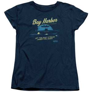 AN OFFCIALLY LICENSED DEXTER MOONLIGHT FISHING WOMEN'S REGULAR FIT T-SHIRT NAVY