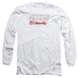 AN OFFCIALLY LICENSED DEXTER PLASTIC PREDICTION MEN'S LONG SLEEVE T-SHIRT WHITE