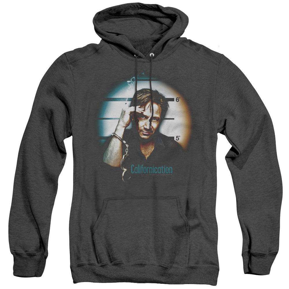 AN OFFCIALLY LICENSED CALIFORNICATION IN HANDCUFFS ADULT UNISEX HEATHER PULLOVER HOODIE BLACK