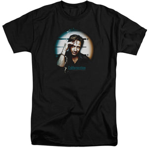 AN OFFCIALLY LICENSED CALIFORNICATION IN HANDCUFFS MEN'S TALL FIT T-SHIRT BLACK