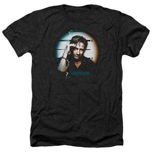 AN OFFCIALLY LICENSED CALIFORNICATION IN HANDCUFFS MEN'S HEATHER T-SHIRT CHARCOAL