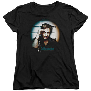 AN OFFCIALLY LICENSED CALIFORNICATION IN HANDCUFFS WOMEN'S REGULAR FIT T-SHIRT BLACK