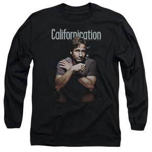 AN OFFCIALLY LICENSED CALIFORNICATION SMOKING MEN'S LONG SLEEVE T-SHIRT BLACK