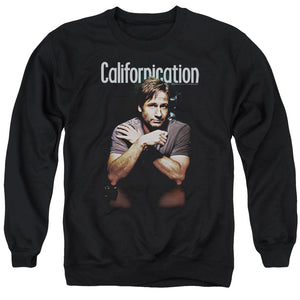 AN OFFCIALLY LICENSED CALIFORNICATION SMOKING ADULT UNISEX CREWNECK SWEATSHIRT BLACK