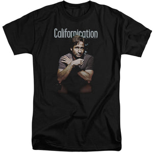 AN OFFCIALLY LICENSED CALIFORNICATION SMOKING MEN'S TALL FIT T-SHIRT BLACK