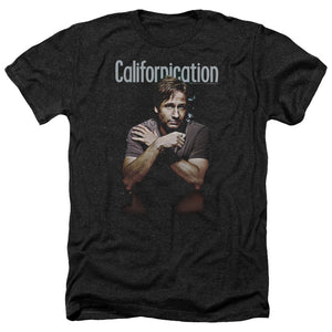 AN OFFCIALLY LICENSED CALIFORNICATION SMOKING MEN'S HEATHER T-SHIRT CHARCOAL