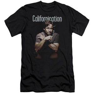AN OFFCIALLY LICENSED CALIFORNICATION SMOKING MEN'S PREMIUM SLIM FIT T-SHIRT BLACK