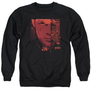 AN OFFCIALLY LICENSED DEXTER NORMAL ADULT UNISEX CREWNECK SWEATSHIRT BLACK