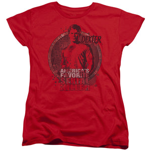 AN OFFCIALLY LICENSED DEXTER AMERICAS FAVORITE WOMEN'S REGULAR FIT T-SHIRT RED