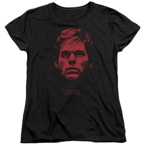 AN OFFCIALLY LICENSED DEXTER BLOODY FACE WOMEN'S REGULAR FIT T-SHIRT BLACK