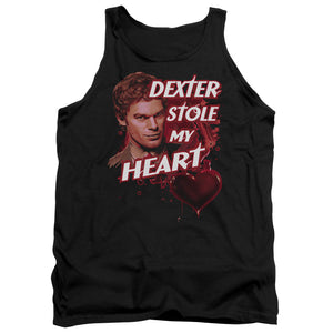 AN OFFCIALLY LICENSED DEXTER BLOODY HEART ADULT UNISEX TANK TOP BLACK
