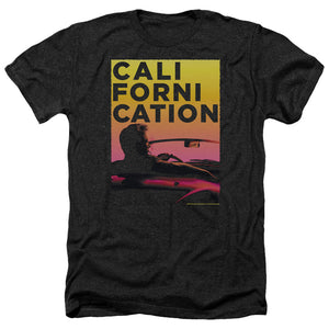 AN OFFCIALLY LICENSED CALIFORNICATION SUNSET RIDE MEN'S HEATHER T-SHIRT CHARCOAL