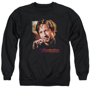 AN OFFCIALLY LICENSED CALIFORNICATION SMOKER ADULT UNISEX CREWNECK SWEATSHIRT BLACK