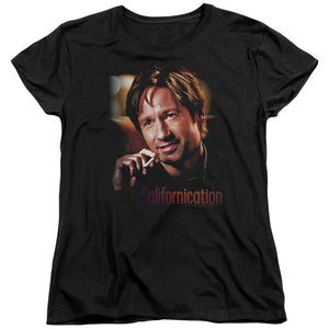 AN OFFCIALLY LICENSED CALIFORNICATION SMOKER WOMEN'S REGULAR FIT T-SHIRT BLACK