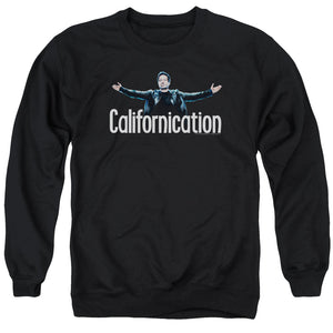 AN OFFCIALLY LICENSED CALIFORNICATION OUTSTRETCHED ADULT UNISEX CREWNECK SWEATSHIRT BLACK