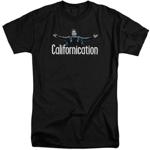 AN OFFCIALLY LICENSED CALIFORNICATION OUTSTRETCHED MEN'S TALL FIT T-SHIRT BLACK