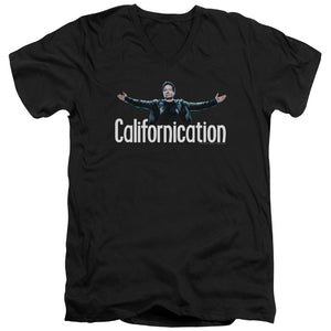 AN OFFCIALLY LICENSED CALIFORNICATION OUTSTRETCHED MEN'S V-NECK T-SHIRT BLACK