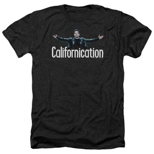 AN OFFCIALLY LICENSED CALIFORNICATION OUTSTRETCHED MEN'S HEATHER T-SHIRT CHARCOAL