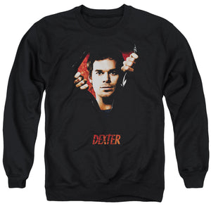 AN OFFCIALLY LICENSED DEXTER BODY BAD ADULT UNISEX CREWNECK SWEATSHIRT BLACK