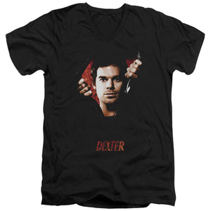 AN OFFCIALLY LICENSED DEXTER BODY BAD MEN'S V-NECK T-SHIRT BLACK