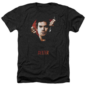 AN OFFCIALLY LICENSED DEXTER BODY BAD MEN'S HEATHER T-SHIRT CHARCOAL