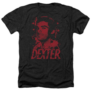 AN OFFCIALLY LICENSED DEXTER BORN IN BLOOD MEN'S HEATHER T-SHIRT CHARCOAL